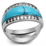 LOA882 - Brass Ring Rhodium Women Synthetic Sea Blue