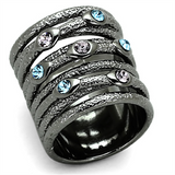 LOA883 - Brass Ring Ruthenium Women Top Grade Crystal Multi Color