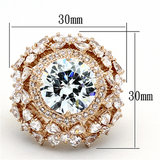 LOA891 - Brass Ring Rose Gold Women AAA Grade CZ Clear