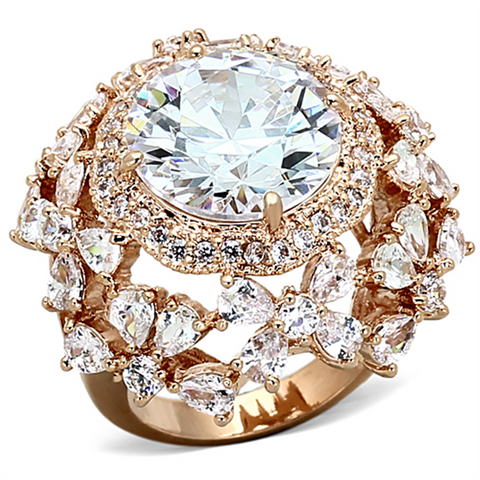 LOA891 - Brass Ring Rose Gold Women AAA Grade CZ Clear