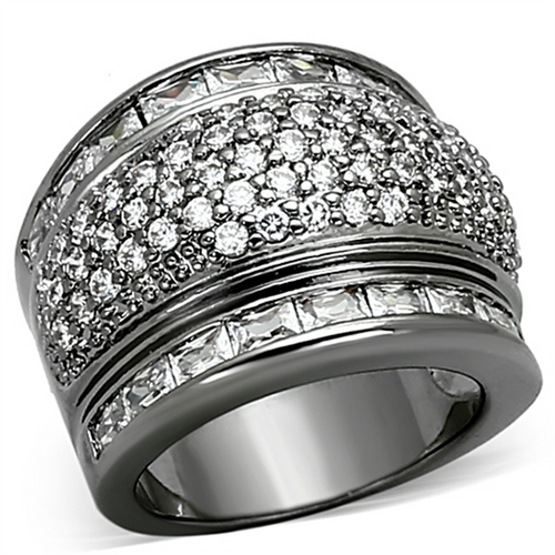 LOA894 - Brass Ring Ruthenium Women AAA Grade CZ Clear