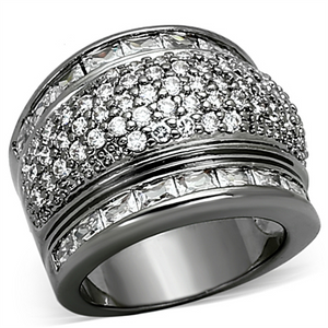 LOA894 - Brass Ring Ruthenium Women AAA Grade CZ Clear