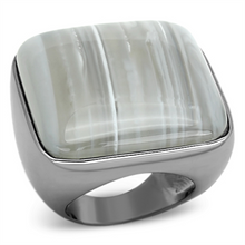 LOA905 - Brass Ring Ruthenium Women Semi-Precious Light Gray