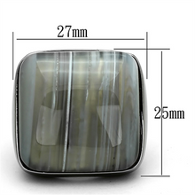 LOA905 - Brass Ring Ruthenium Women Semi-Precious Light Gray