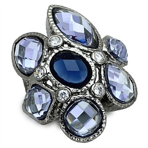 LOA906 - Brass Ring Ruthenium Women Synthetic Multi Color