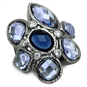 LOA906 - Brass Ring Ruthenium Women Synthetic Multi Color