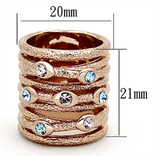LOA909 - Brass Ring Rose Gold Women Top Grade Crystal Multi Color