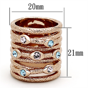 LOA909 - Brass Ring Rose Gold Women Top Grade Crystal Multi Color