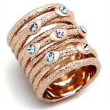 LOA909 - Brass Ring Rose Gold Women Top Grade Crystal Multi Color