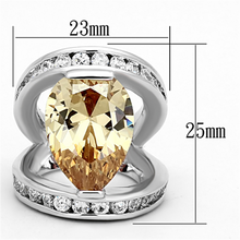 LOA922 - Brass Ring Rhodium Women AAA Grade CZ Champagne
