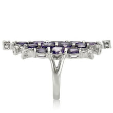 LOA933 - Rhodium Brass Ring with AAA Grade CZ  in Amethyst