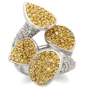 LOA937 - Brass Ring Gold+Rhodium Women AAA Grade CZ Topaz