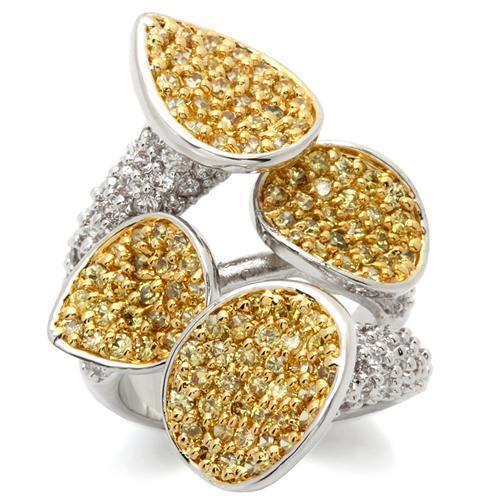 LOA937 - Brass Ring Gold+Rhodium Women AAA Grade CZ Topaz