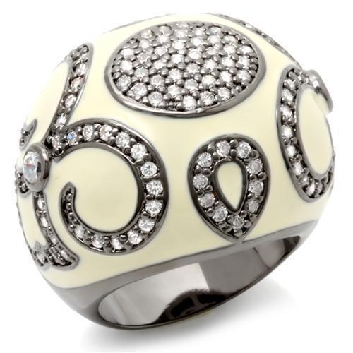 LOA939 - Brass Ring Ruthenium Women AAA Grade CZ Clear