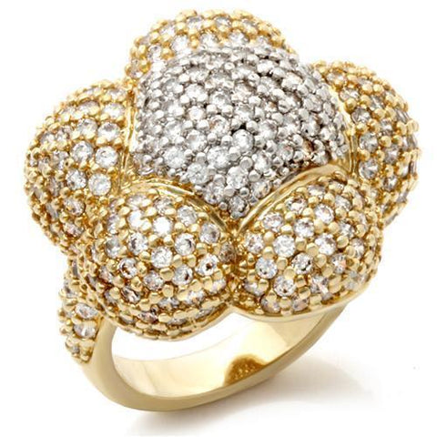 LOA941 - Brass Ring Gold+Rhodium Women AAA Grade CZ Clear