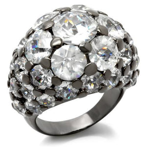 LOA942 - Brass Ring Ruthenium Women AAA Grade CZ Clear
