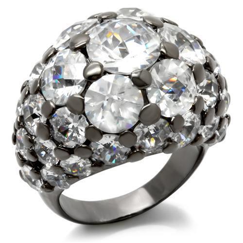 LOA942 - Brass Ring Ruthenium Women AAA Grade CZ Clear