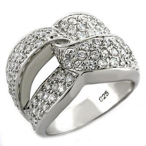 LOAS1006 - 925 Sterling Silver Ring Rhodium Women AAA Grade CZ Clear