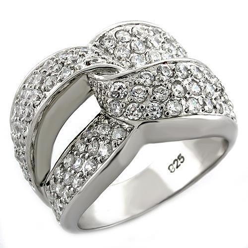 LOAS1006 - 925 Sterling Silver Ring Rhodium Women AAA Grade CZ Clear
