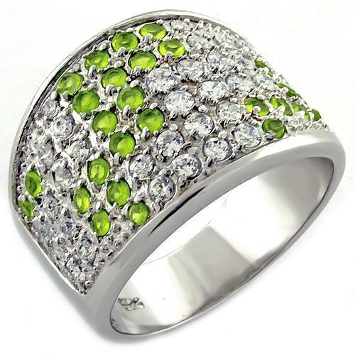 LOAS1007 - 925 Sterling Silver Ring Rhodium Women AAA Grade CZ Multi Color