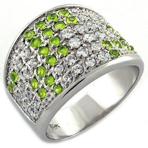 LOAS1007 - 925 Sterling Silver Ring Rhodium Women AAA Grade CZ Multi Color