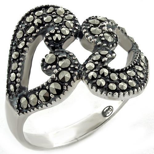 LOAS1010 - 925 Sterling Silver Ring High-Polished Women Synthetic Jet