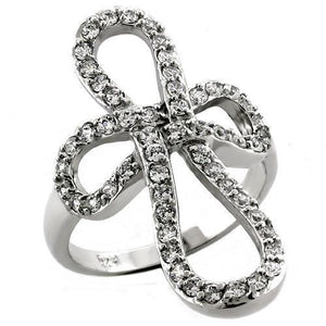LOAS1035 - 925 Sterling Silver Ring Rhodium Women AAA Grade CZ Clear
