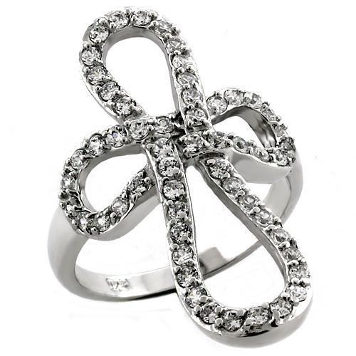 LOAS1035 - 925 Sterling Silver Ring Rhodium Women AAA Grade CZ Clear