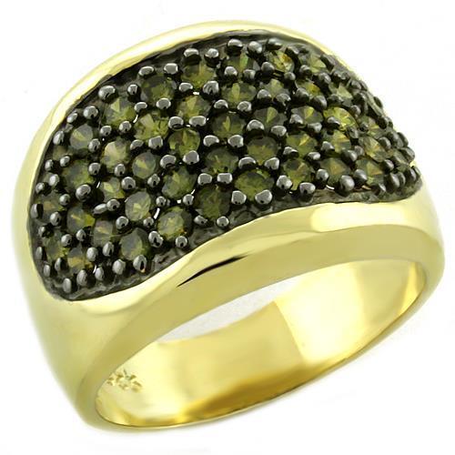 LOAS1042 - 925 Sterling Silver Ring Gold Women AAA Grade CZ Peridot