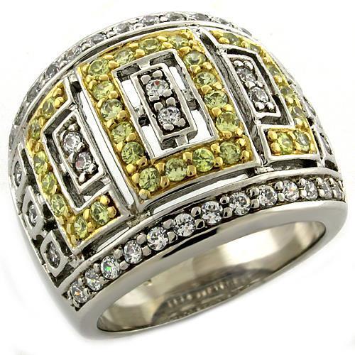 LOAS1043 - 925 Sterling Silver Ring Gold+Rhodium Women AAA Grade CZ Clear