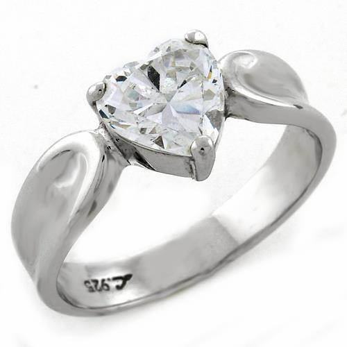 LOAS1061 - 925 Sterling Silver Ring High-Polished Women AAA Grade CZ Clear