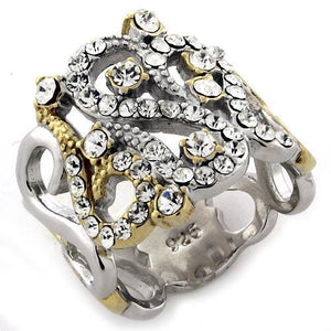 LOAS1066 - 925 Sterling Silver Ring Gold+Rhodium Women AAA Grade CZ Clear