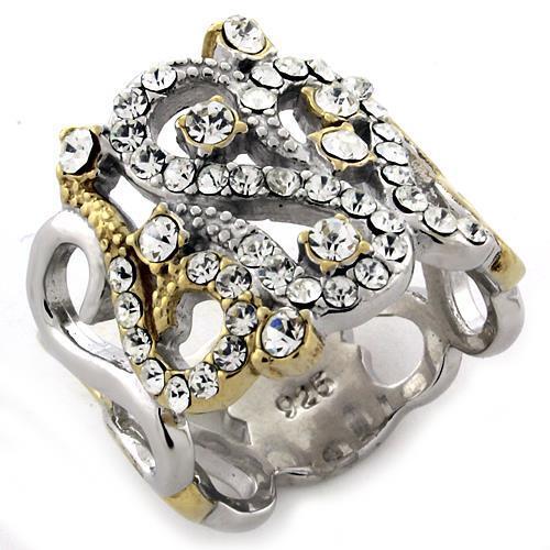 LOAS1066 - 925 Sterling Silver Ring Gold+Rhodium Women AAA Grade CZ Clear