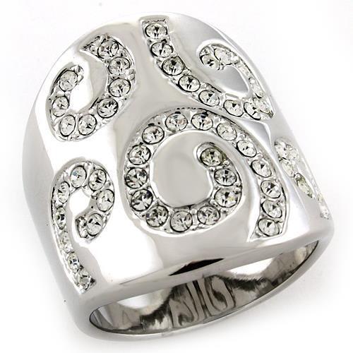 LOAS1074 - 925 Sterling Silver Ring Rhodium Women Top Grade Crystal Clear