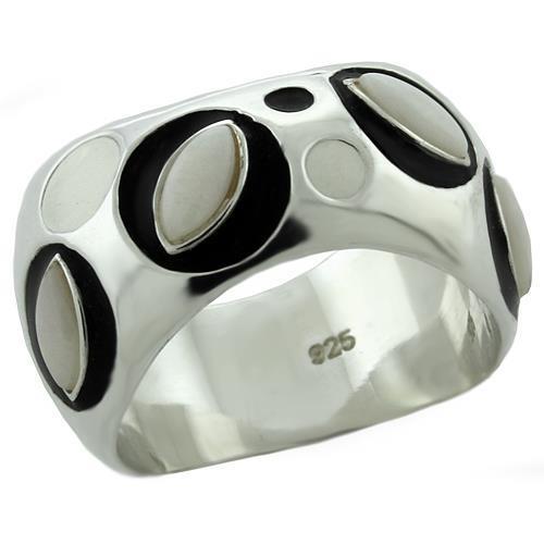LOAS1085 - 925 Sterling Silver Ring Rhodium Women Semi-Precious White