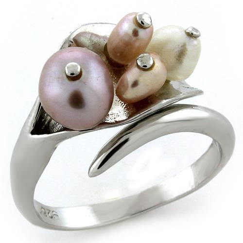 LOAS1094 - 925 Sterling Silver Ring Rhodium Women Synthetic Multi Color