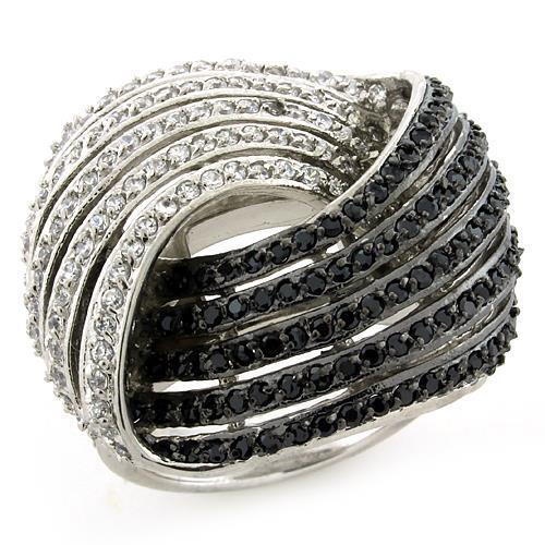LOAS1097 - 925 Sterling Silver Ring Rhodium + Ruthenium Women AAA Grade CZ Multi Color