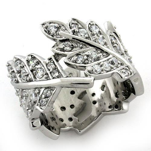 LOAS1098 - 925 Sterling Silver Ring Rhodium Women AAA Grade CZ Clear