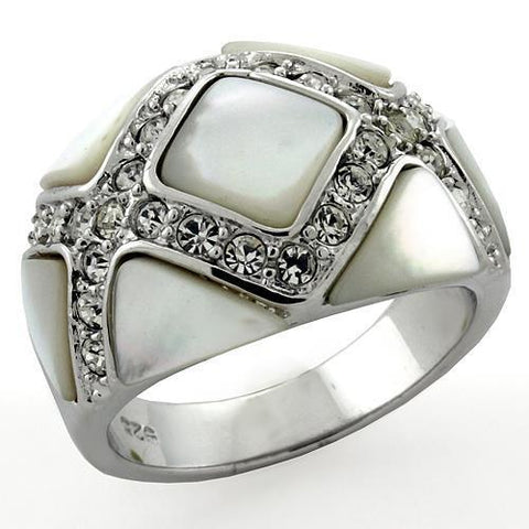 LOAS1099 - 925 Sterling Silver Ring Rhodium Women Precious Stone White