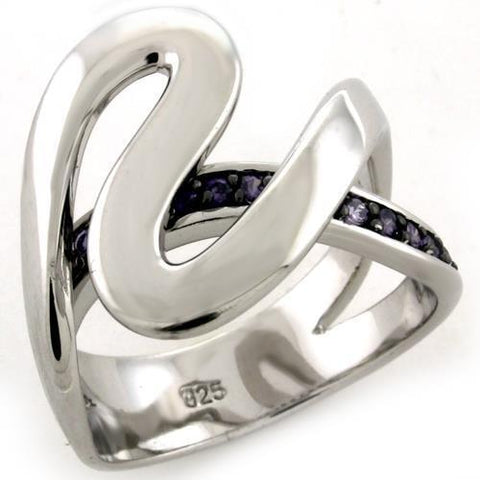 LOAS1102 - 925 Sterling Silver Ring Rhodium Women AAA Grade CZ Amethyst