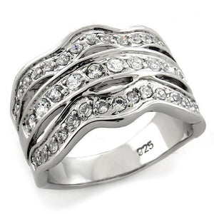 LOAS1105 - 925 Sterling Silver Ring Rhodium Women Top Grade Crystal Clear