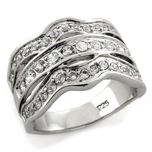 LOAS1105 - 925 Sterling Silver Ring Rhodium Women Top Grade Crystal Clear