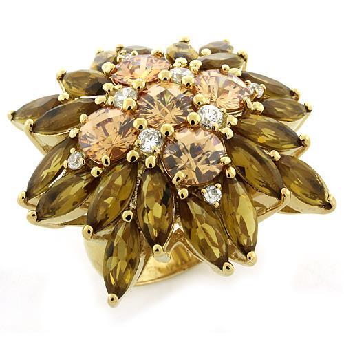 LOAS1121 - 925 Sterling Silver Ring Gold Women AAA Grade CZ Multi Color