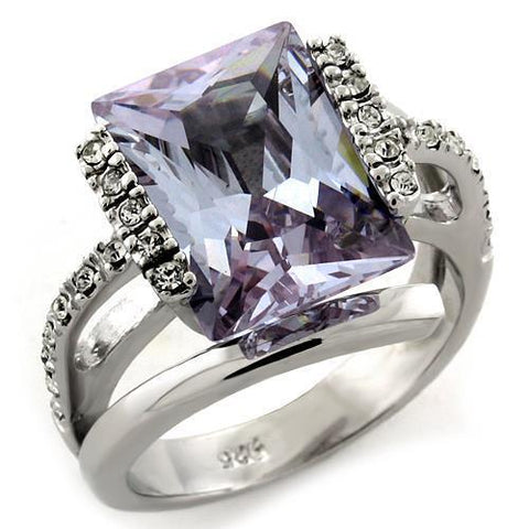 LOAS1124 - 925 Sterling Silver Ring Rhodium Women AAA Grade CZ Light Amethyst