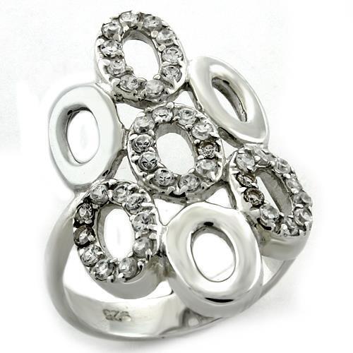 LOAS1127 - 925 Sterling Silver Ring High-Polished Women AAA Grade CZ Clear