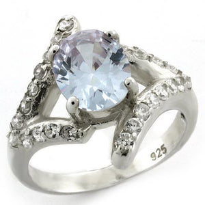 LOAS1135 - 925 Sterling Silver Ring High-Polished Women AAA Grade CZ Light Amethyst