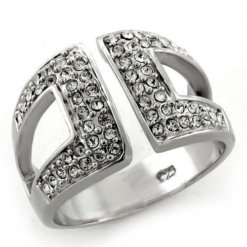 LOAS1137 - 925 Sterling Silver Ring Rhodium Women Top Grade Crystal Clear
