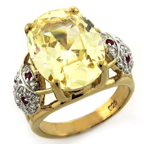 LOAS1143 - 925 Sterling Silver Ring Gold Women AAA Grade CZ Citrine