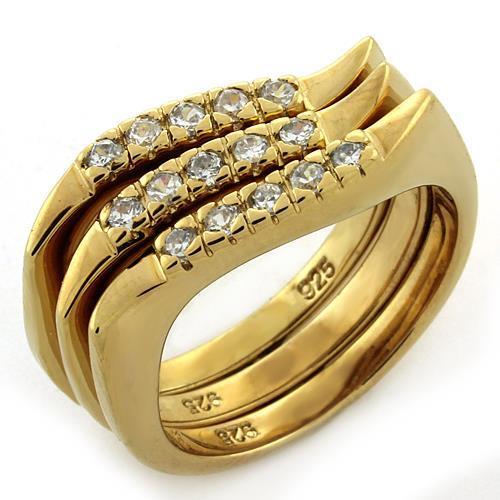 LOAS1150 - 925 Sterling Silver Ring Gold Women AAA Grade CZ Clear