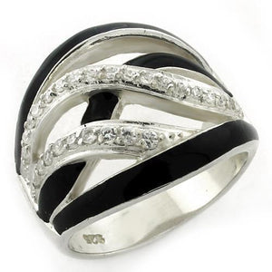LOAS1152 - 925 Sterling Silver Ring High-Polished Women AAA Grade CZ Clear